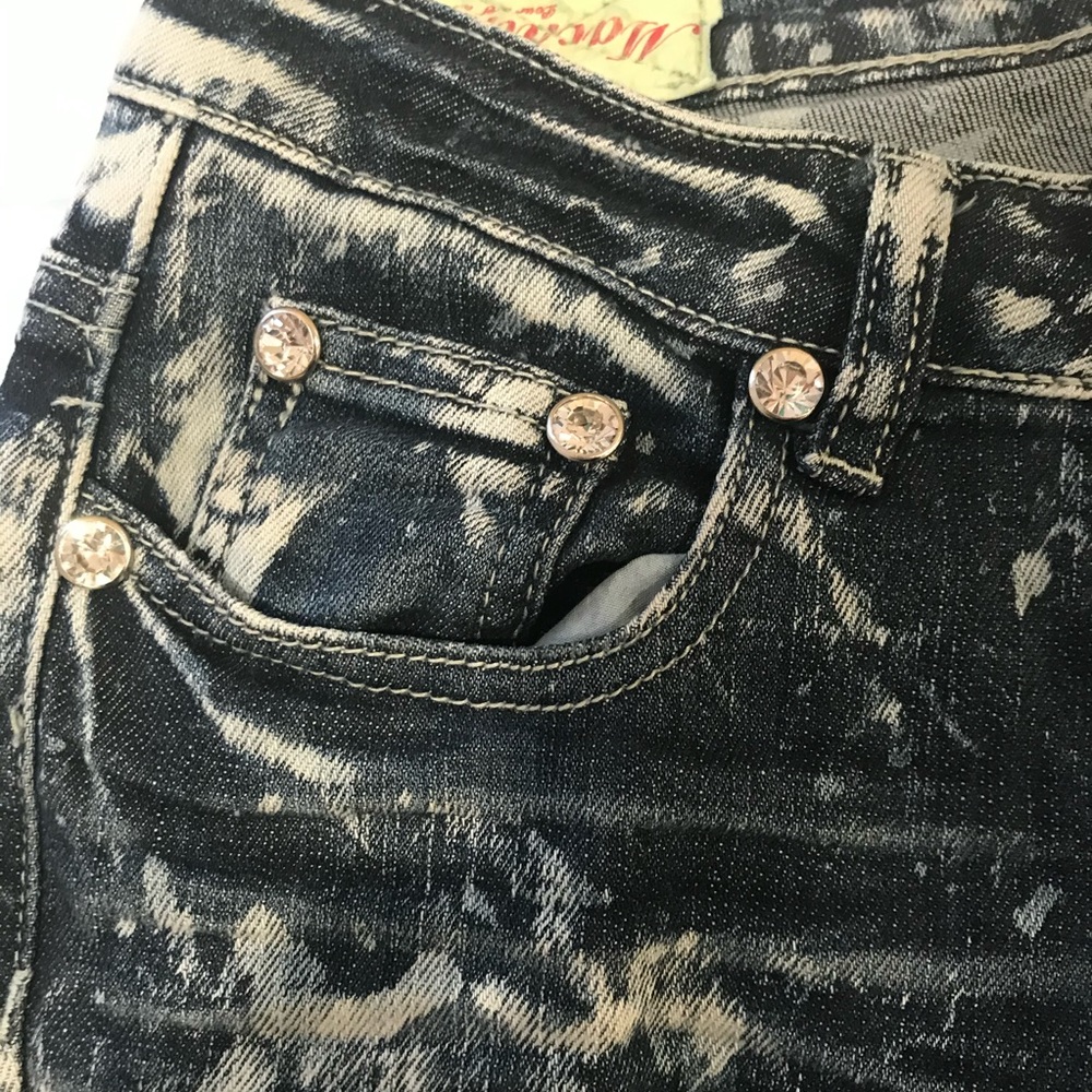 Low Rise Acid Washed Ripped Jeans